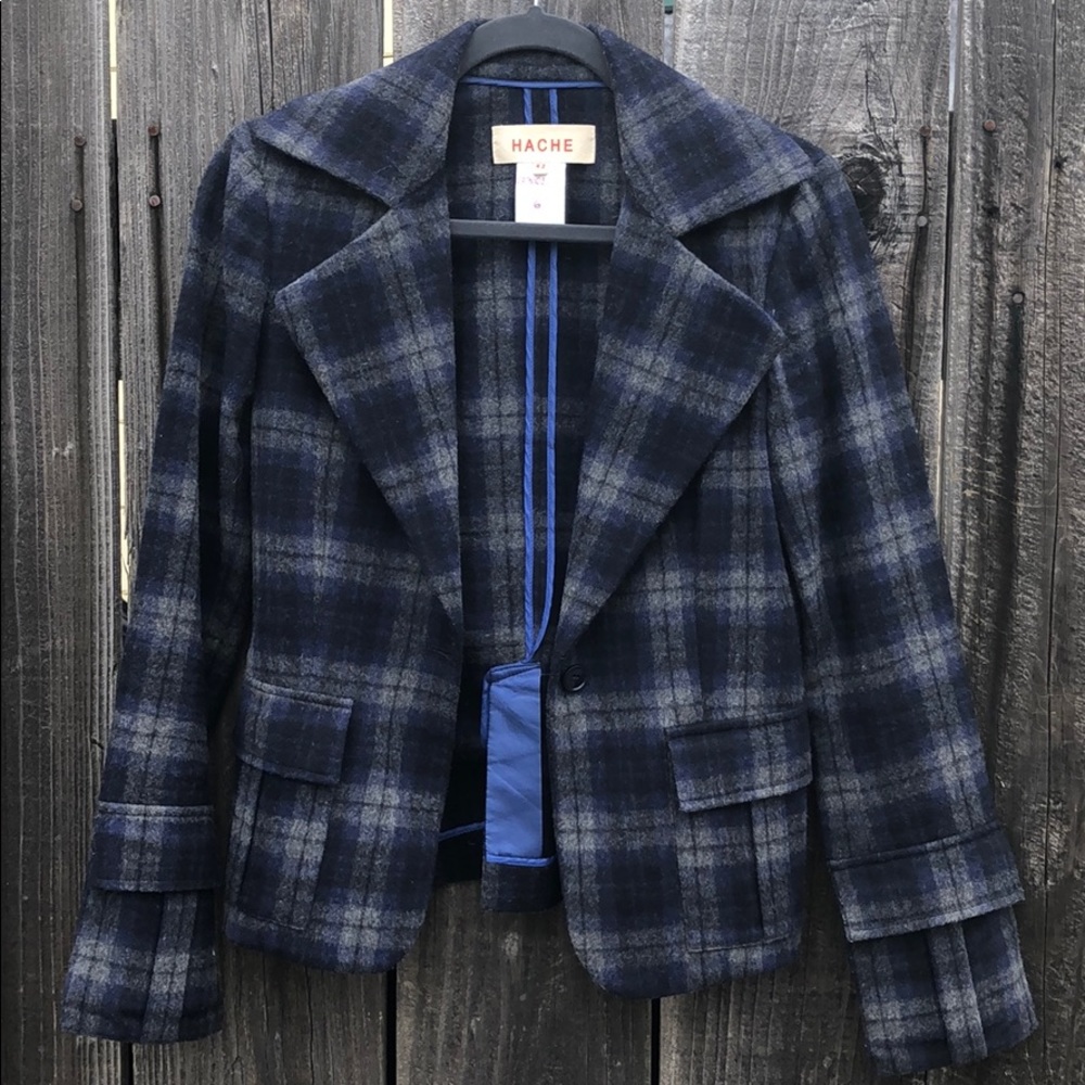 Hache blue plaid blazer.